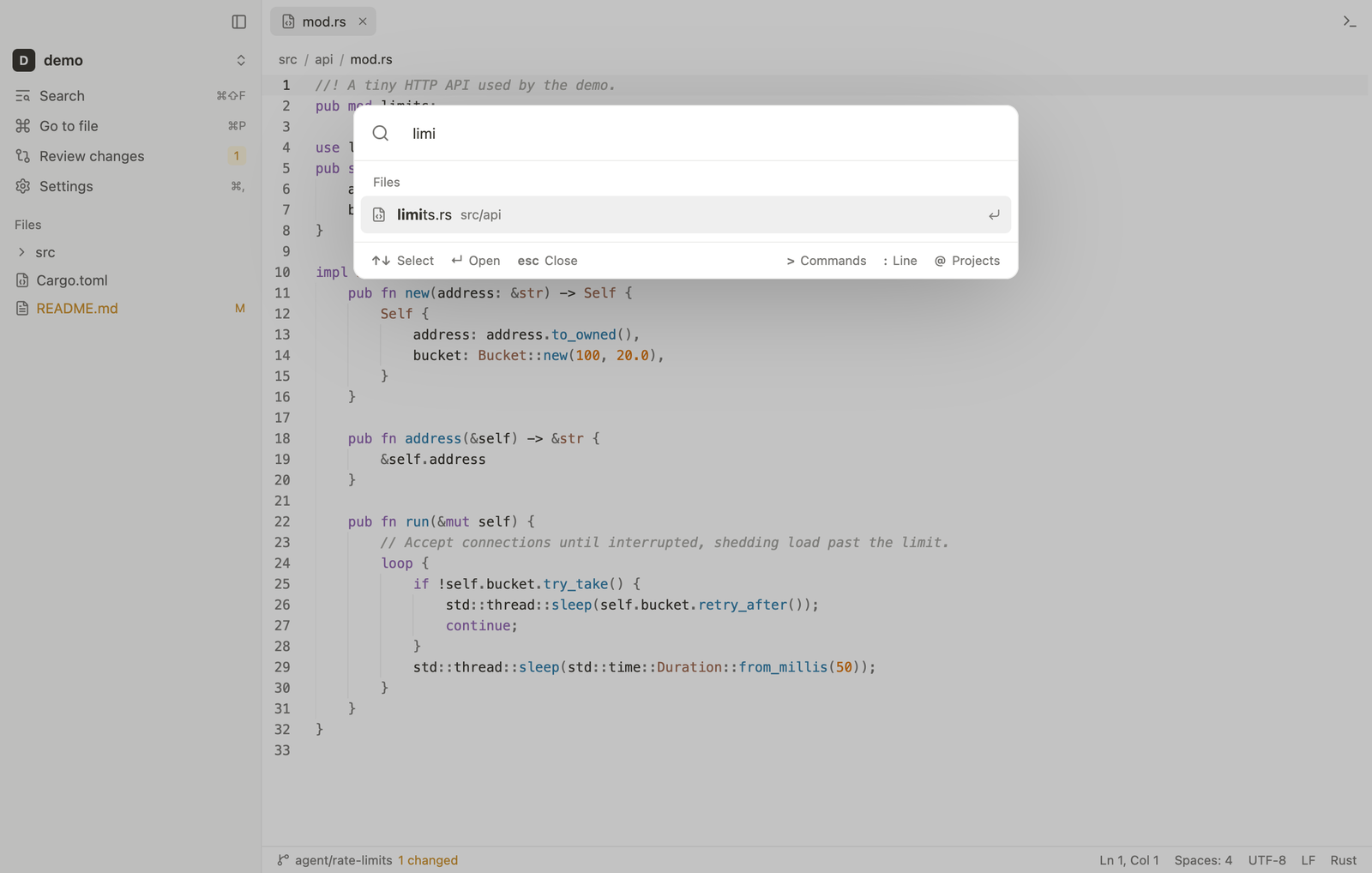 Go to file palette